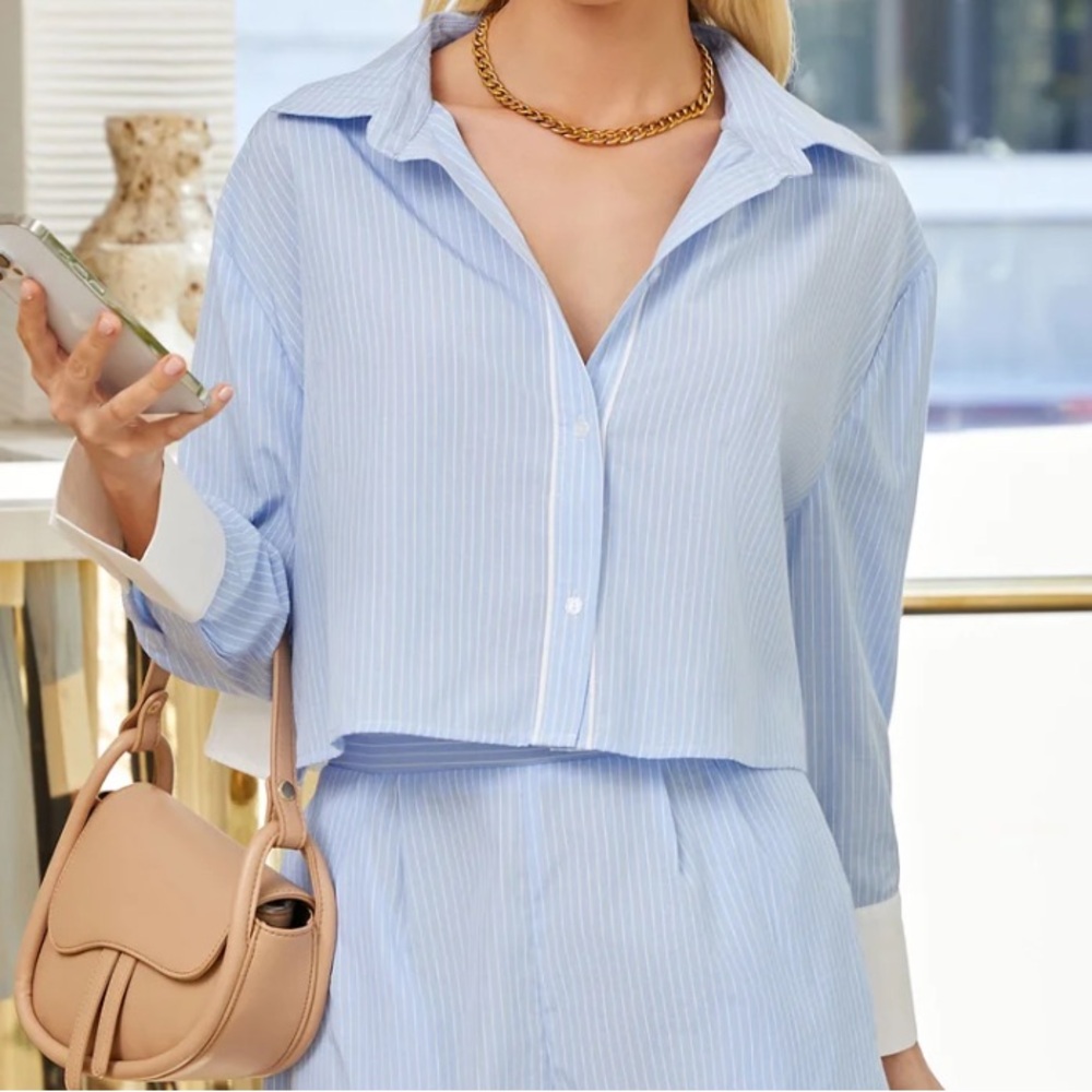 NEW button up cropped shirt